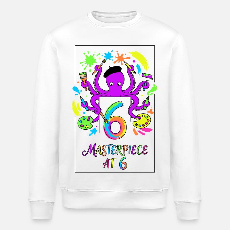 Masterpiece At 6 Octopus Artists - Stanley/Stella ROLLER Unisex Organic Sweatshirt - white