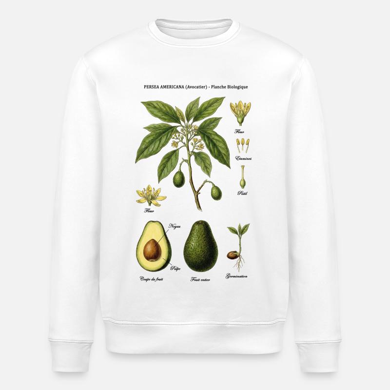 Botanical Board Avocado Tree Nature Study - Stanley/Stella ROLLER Unisex Organic Sweatshirt - white