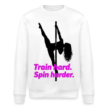 Pole Dance Silhouette – Train Hard Spin Harder - Stanley/Stella ROLLER Unisex Organic Sweatshirt - white - Front - Nik (191cm)