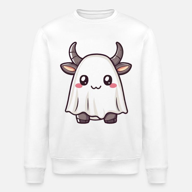 Bull Halloween Comic Ghost - Stanley/Stella ROLLER Unisex Organic Sweatshirt - white