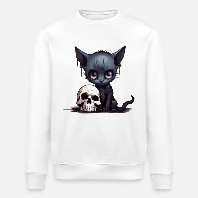 Cute Emo Kitten - Stanley/Stella ROLLER Unisex Organic Sweatshirt - white