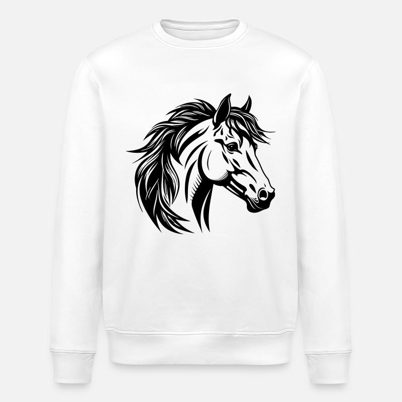 Pferdeportrait - Stanley/Stella Unisex Bio-Sweatshirt ROLLER - Weiß