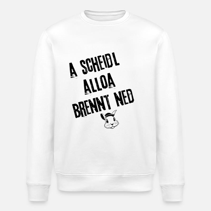 ScheidlBrenntNed_Stylefrei | Redewendung - Stanley/Stella Unisex Bio-Sweatshirt ROLLER - Weiß