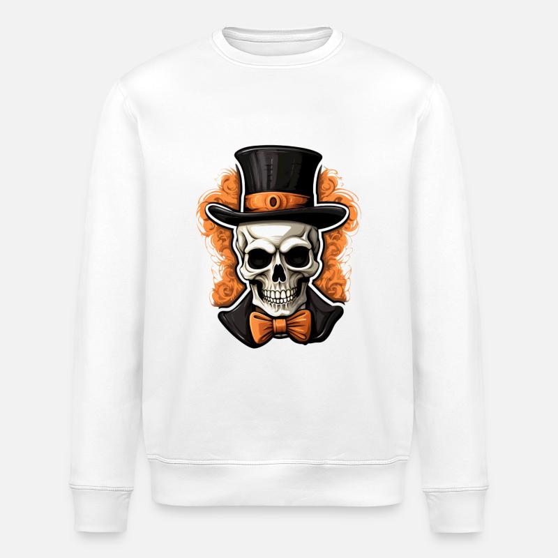 Crâne d’Halloween - Sweat bio ROLLER Stanley/Stella Unisexe - blanc