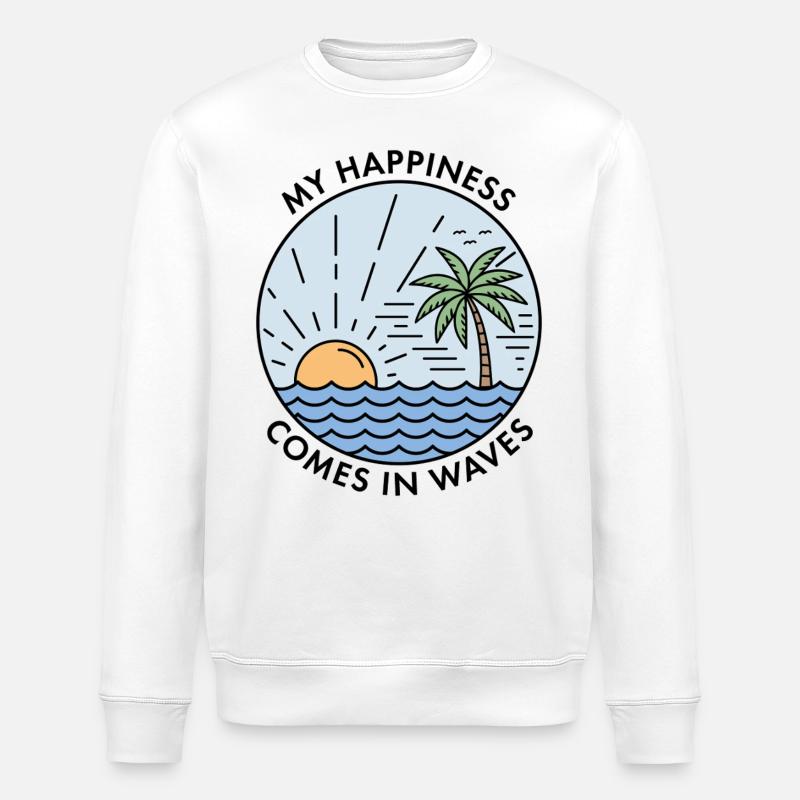 Mon bonheur vient par vagues - Sweat bio ROLLER Stanley/Stella Unisexe - blanc