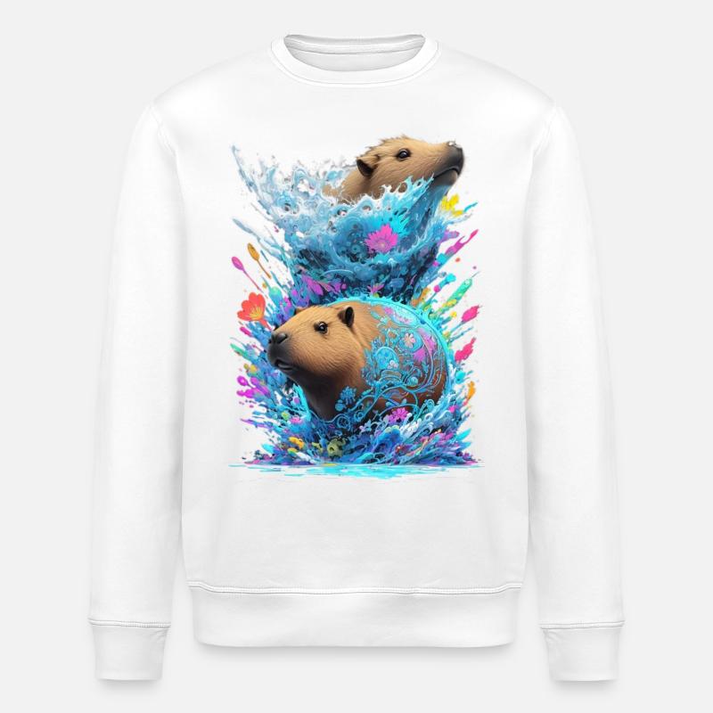 Two Capybaras - Stanley/Stella ROLLER Unisex Organic Sweatshirt - white
