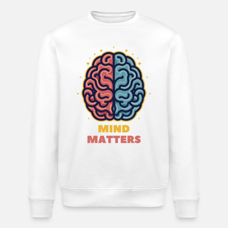 Mind Matters - Brain Illustration - Stanley/Stella ROLLER Unisex Organic Sweatshirt - white