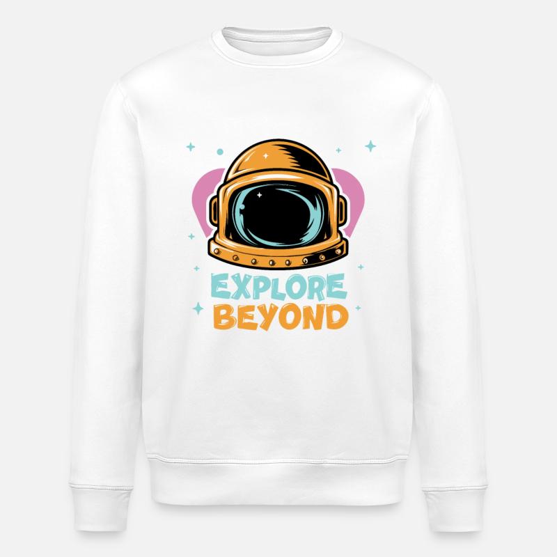 Space Astronaut - Explore Beyond - Stanley/Stella ROLLER Unisex Organic Sweatshirt - white