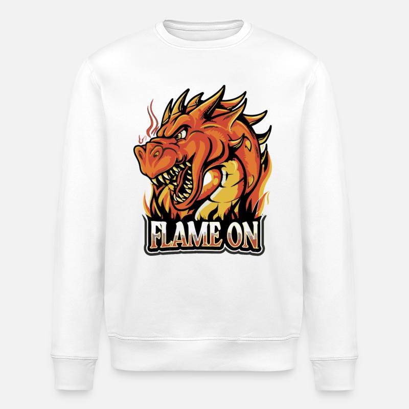 Flame On - Fire Dragon - Stanley/Stella ROLLER Unisex Organic Sweatshirt - white