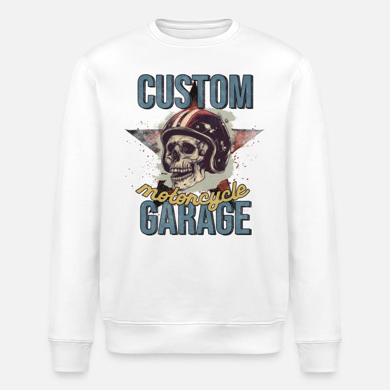 CUSTOM motorcycle GARAGE - Stanley/Stella ROLLER Unisex Organic Sweatshirt - white