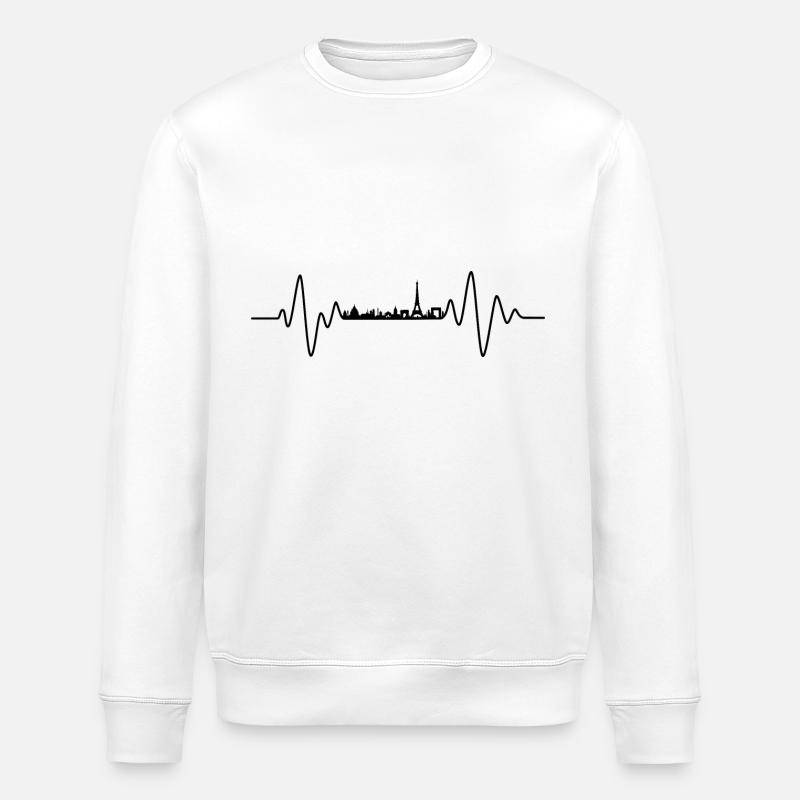 Paris Heartbeat Skyline Paris - Sweat bio ROLLER Stanley/Stella Unisexe - blanc