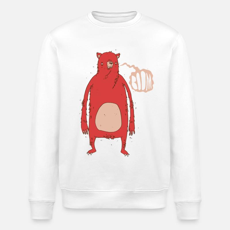 Boombär "Rot" - Stanley/Stella Unisex Bio-Sweatshirt ROLLER - Weiß