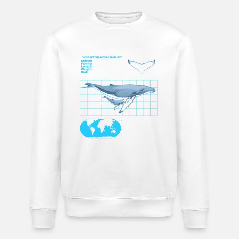 Humpback Whale Datasheet - Stanley/Stella ROLLER Unisex Organic Sweatshirt - white