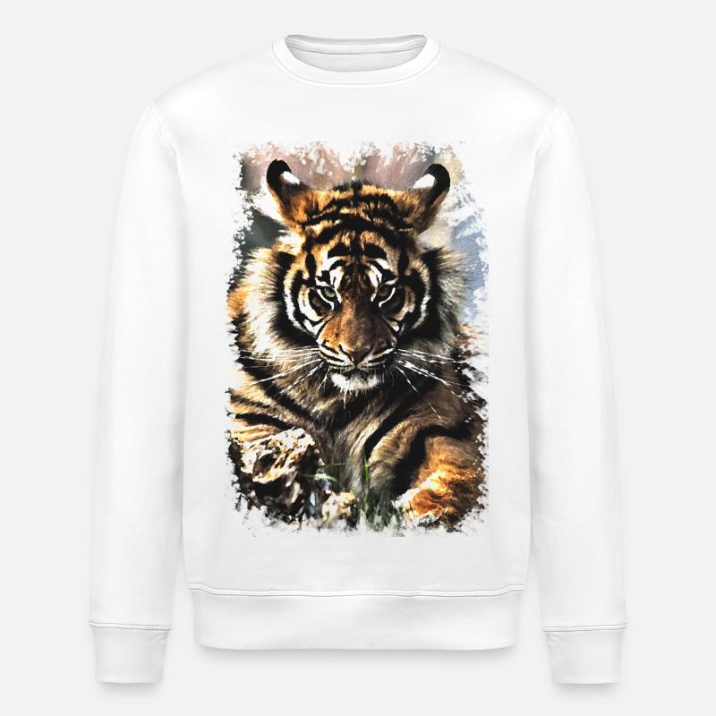 Tiger - Stanley/Stella Unisex Bio-Sweatshirt ROLLER - Weiß