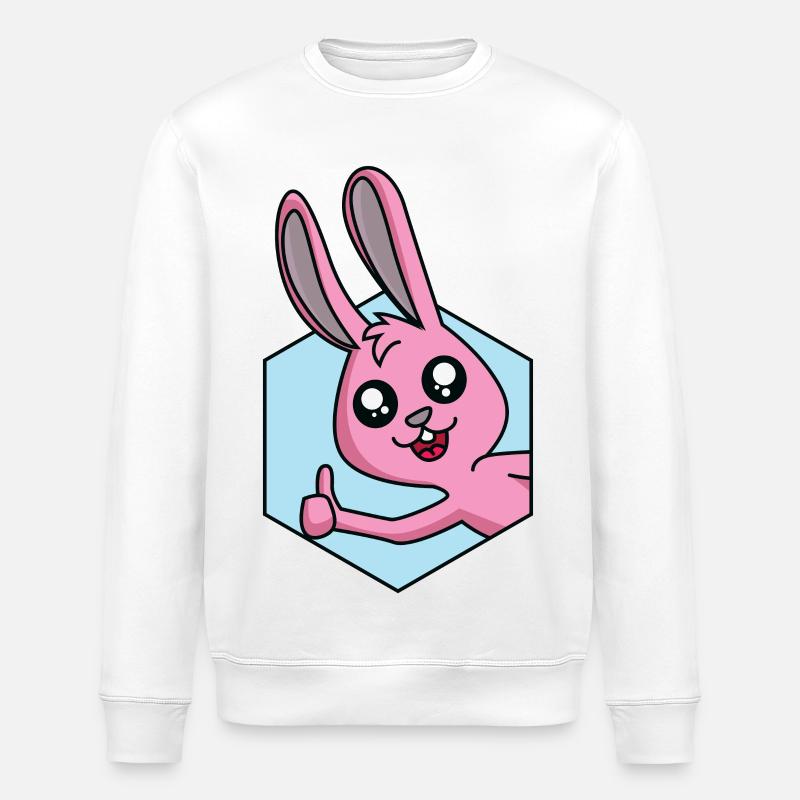 Pouce levé pour le lapin - Sweat bio ROLLER Stanley/Stella Unisexe - blanc