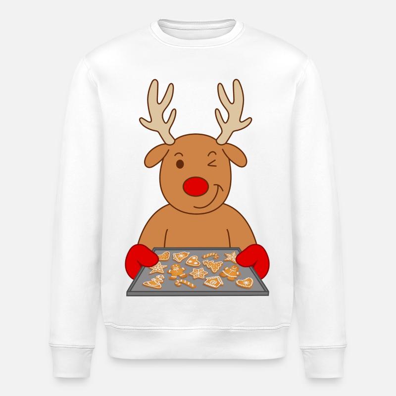 Reindeer Christmas biscuits Baking cookies - Stanley/Stella ROLLER Unisex Organic Sweatshirt - white
