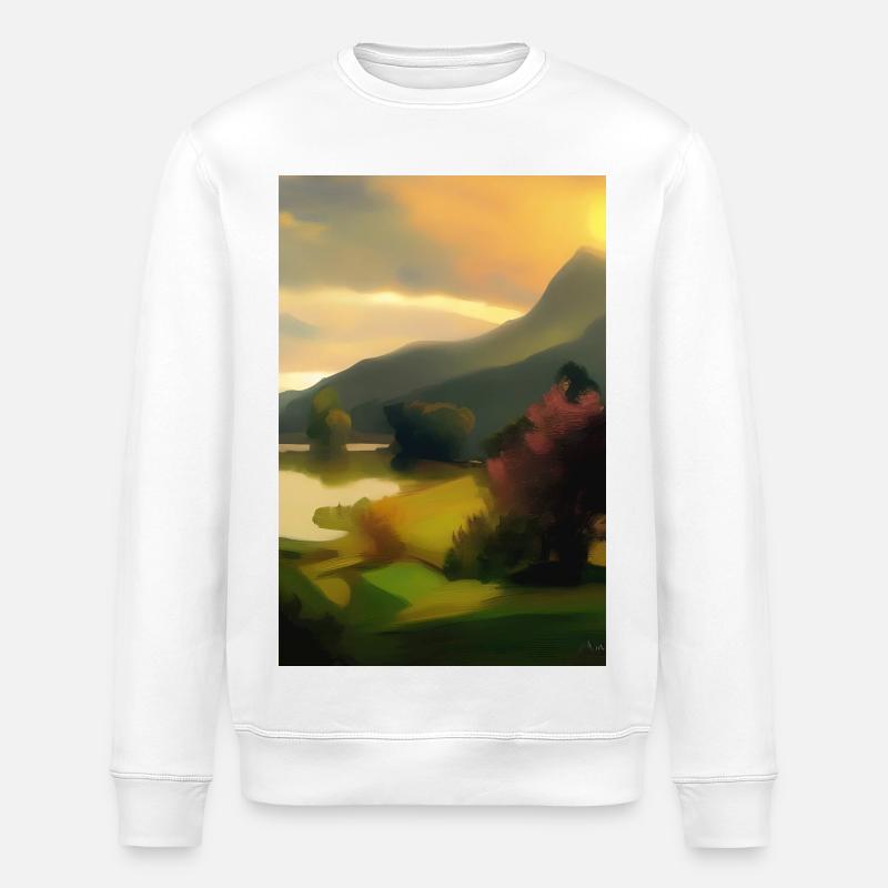 Landschaft mit See und Berge - Stanley/Stella Unisex Bio-Sweatshirt ROLLER - Weiß