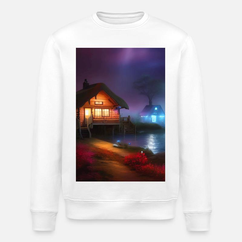 Charmante Hütte am See - Stanley/Stella Unisex Bio-Sweatshirt ROLLER - Weiß