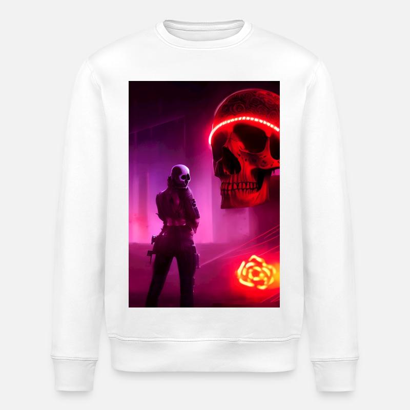 Abstract Skull - Stanley/Stella ROLLER Unisex Organic Sweatshirt - white