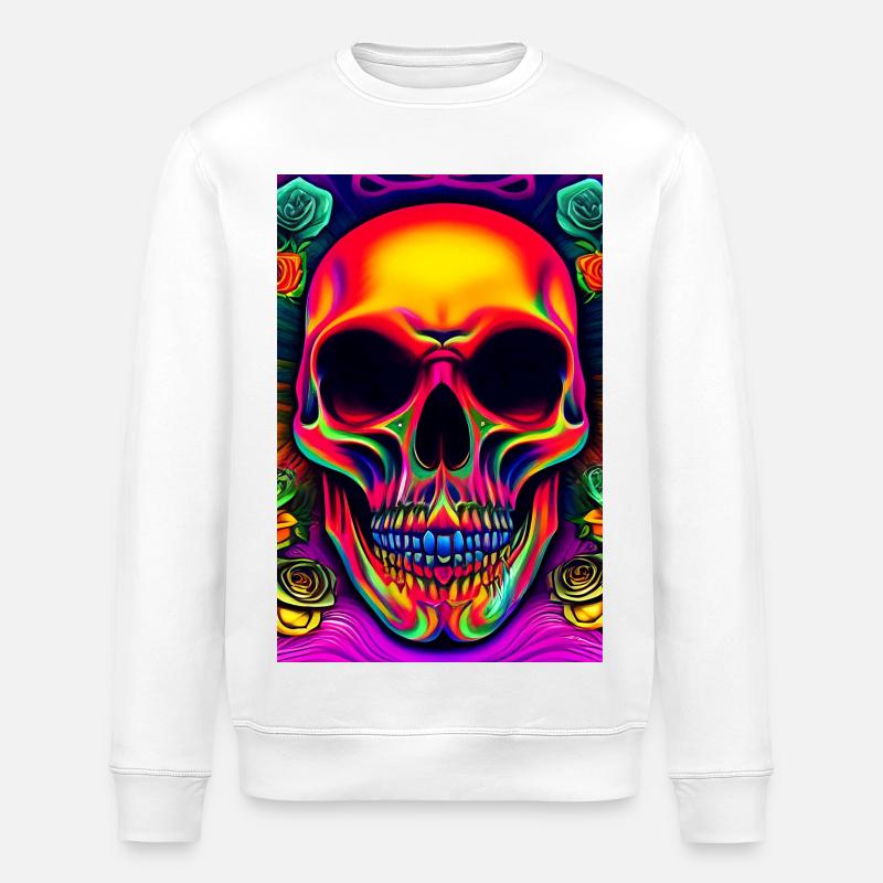 Crâne abstrait - Sweat bio ROLLER Stanley/Stella Unisexe - blanc
