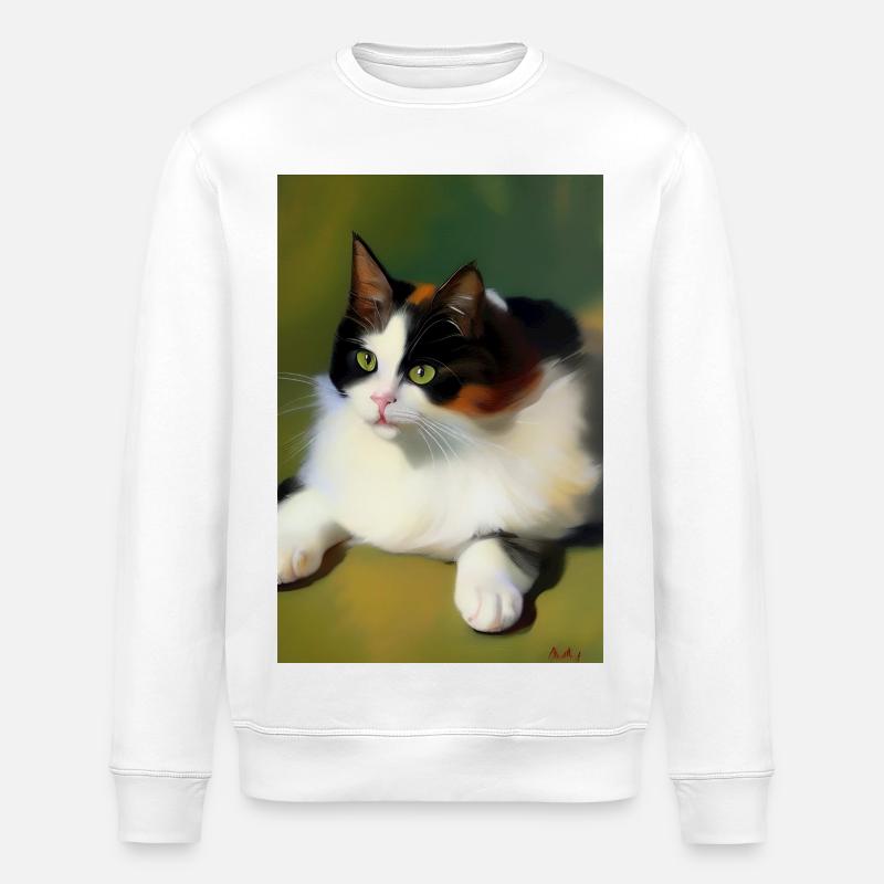 Cat Image - Stanley/Stella ROLLER Unisex Organic Sweatshirt - white