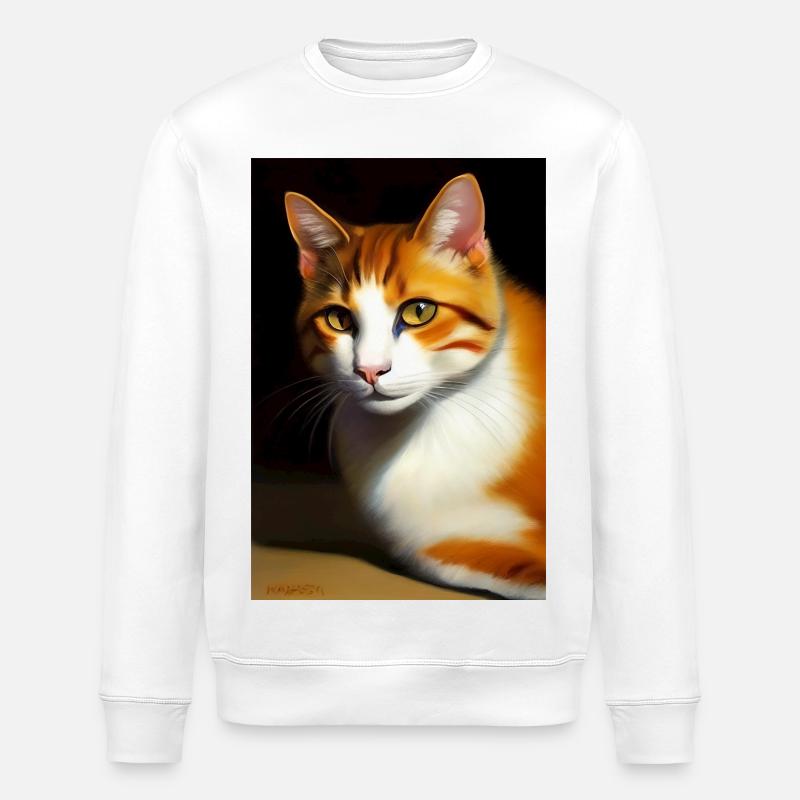 Katzen Bild - Stanley/Stella Unisex Bio-Sweatshirt ROLLER - Weiß