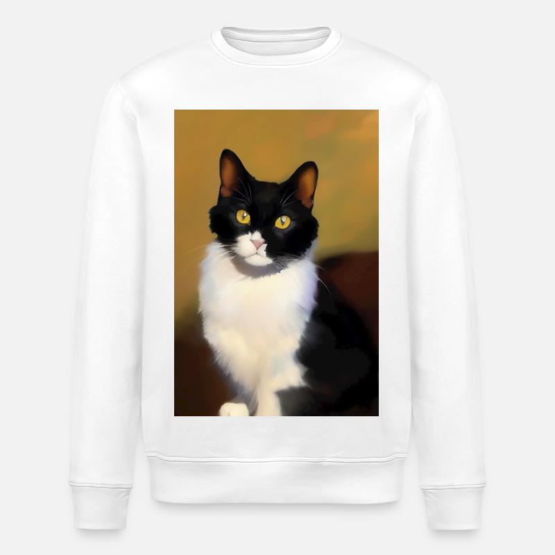Cat Image - Stanley/Stella ROLLER Unisex Organic Sweatshirt - white
