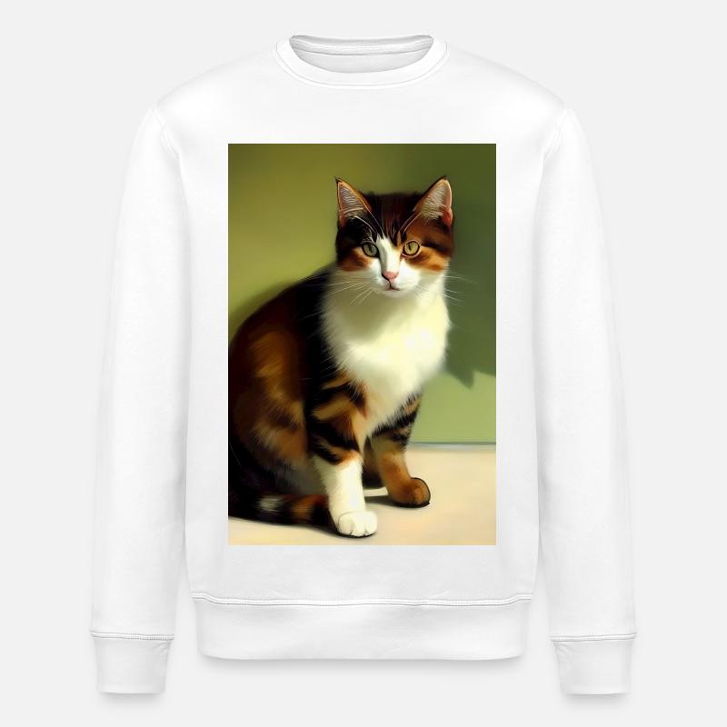Katzen Bild - Stanley/Stella Unisex Bio-Sweatshirt ROLLER - Weiß