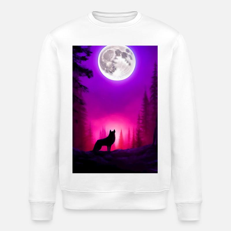 Wolf und Mond - Stanley/Stella Unisex Bio-Sweatshirt ROLLER - Weiß