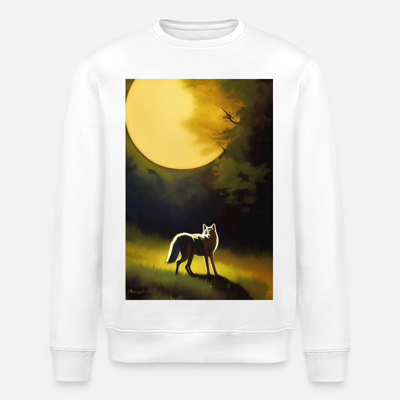 Wolf and Moon - Stanley/Stella ROLLER Unisex Organic Sweatshirt - white