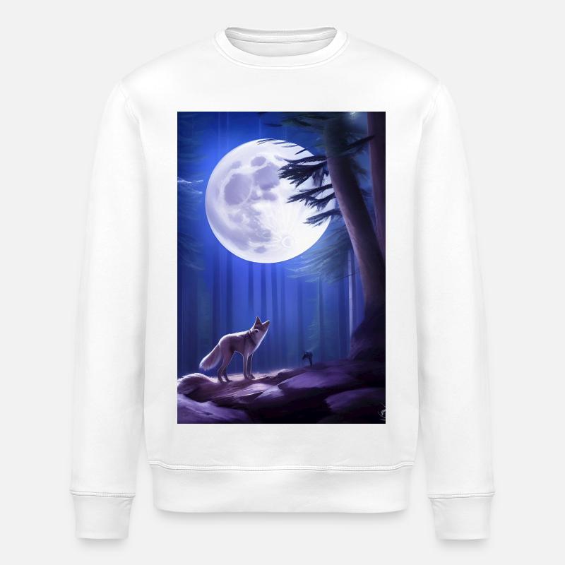Wolf und Mond - Stanley/Stella Unisex Bio-Sweatshirt ROLLER - Weiß