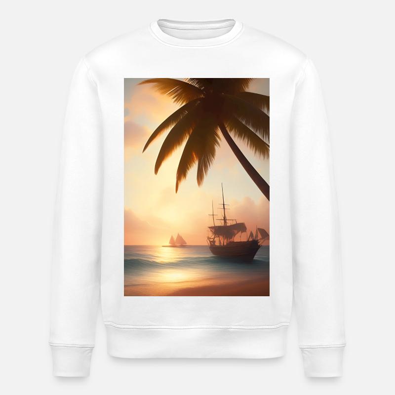Karibik Palmen Strand - Stanley/Stella Unisex Bio-Sweatshirt ROLLER - Weiß