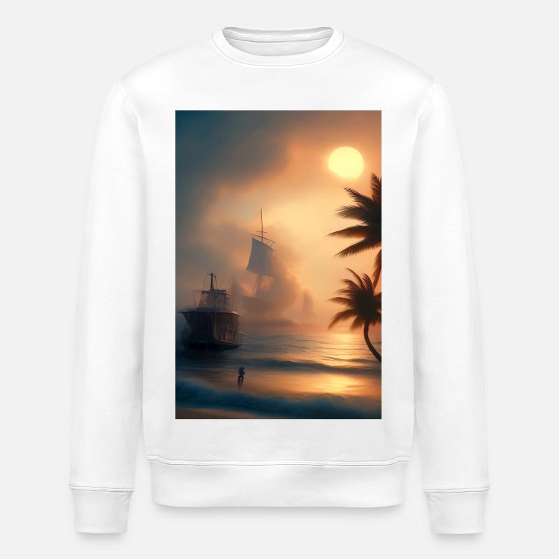 Karibik Palmen Strand - Stanley/Stella Unisex Bio-Sweatshirt ROLLER - Weiß