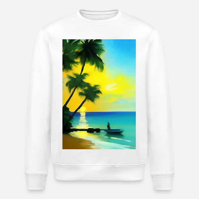 Karibik Palmen Strand - Stanley/Stella Unisex Bio-Sweatshirt ROLLER - Weiß