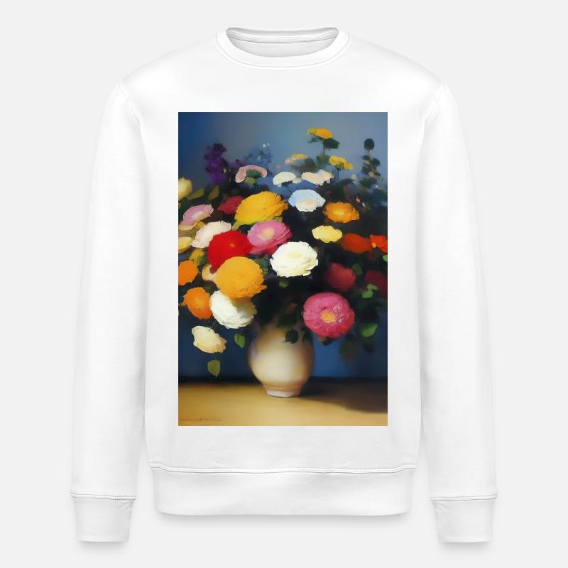 Fleurs et papillon - Sweat bio ROLLER Stanley/Stella Unisexe - blanc