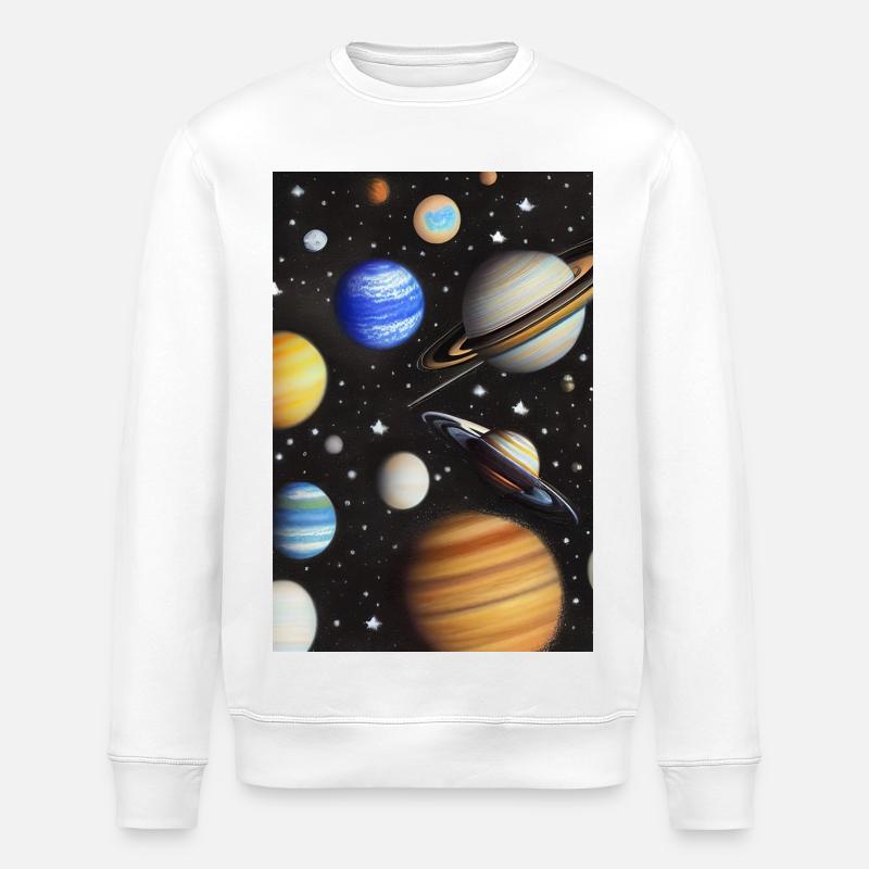 Space and planets - Stanley/Stella ROLLER Unisex Organic Sweatshirt - white