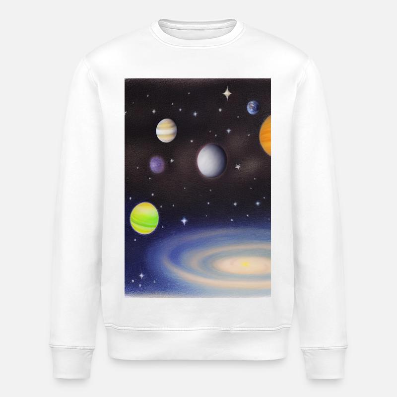 Space and planets - Stanley/Stella ROLLER Unisex Organic Sweatshirt - white