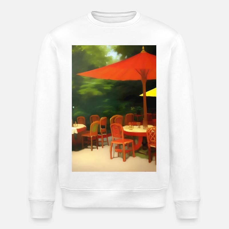 Café asiatique en plein air - Sweat bio ROLLER Stanley/Stella Unisexe - blanc