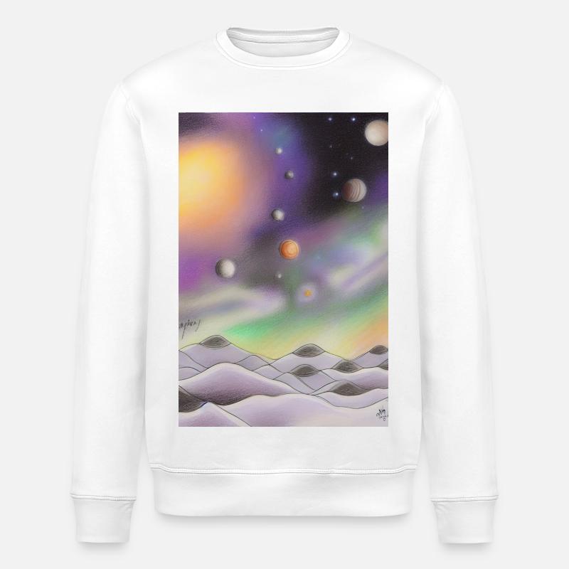 Space and planets - Stanley/Stella ROLLER Unisex Organic Sweatshirt - white