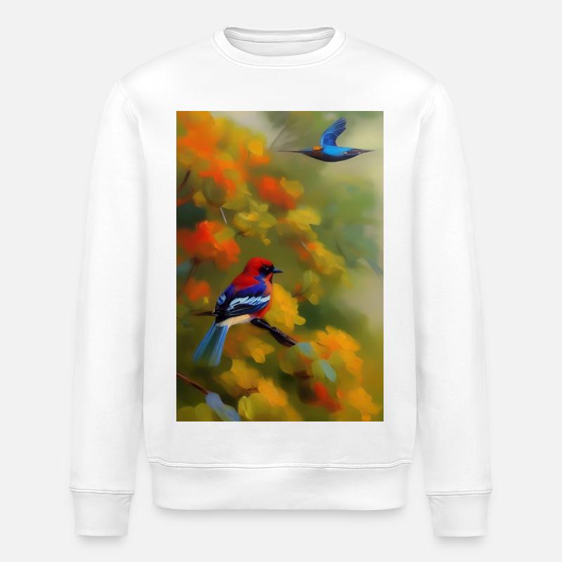 Vogel auf Ast - Stanley/Stella Unisex Bio-Sweatshirt ROLLER - Weiß