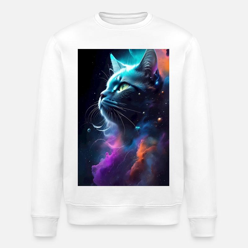 Katzen Gesicht - Stanley/Stella Unisex Bio-Sweatshirt ROLLER - Weiß