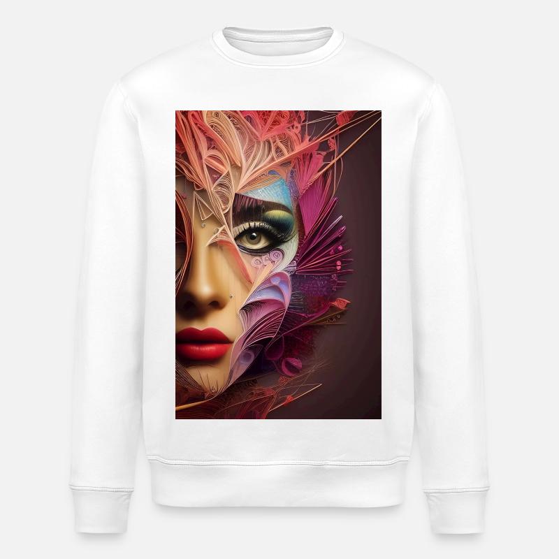 Abstrakte Gesichts Kunst - Stanley/Stella Unisex Bio-Sweatshirt ROLLER - Weiß