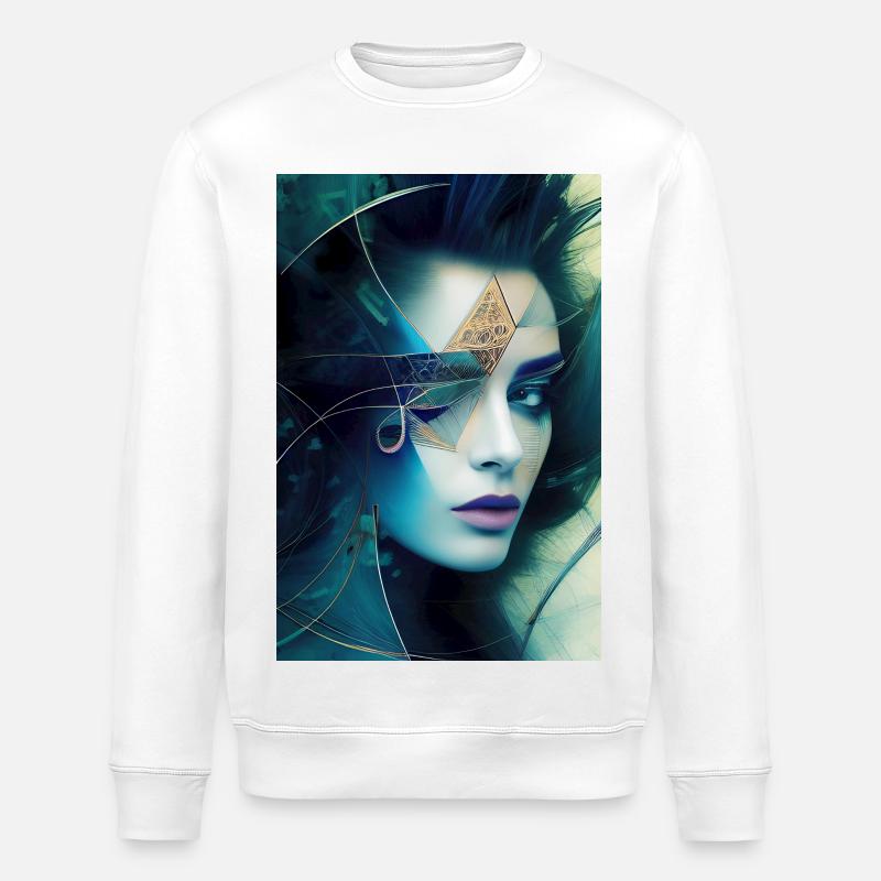 Abstrakte Gesichts Kunst - Stanley/Stella Unisex Bio-Sweatshirt ROLLER - Weiß