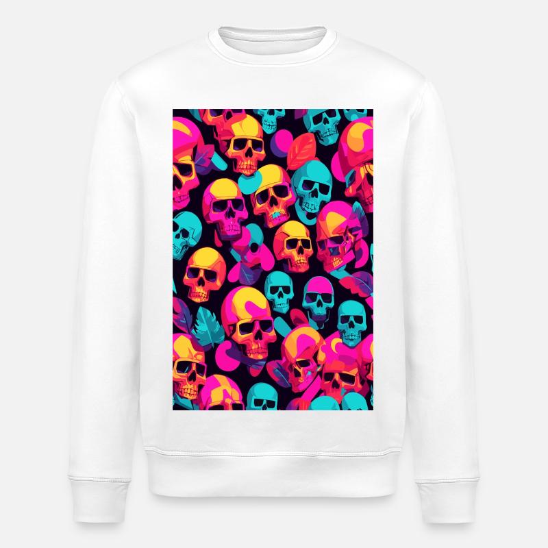 Neon Skulls - Stanley/Stella ROLLER Unisex Organic Sweatshirt - white