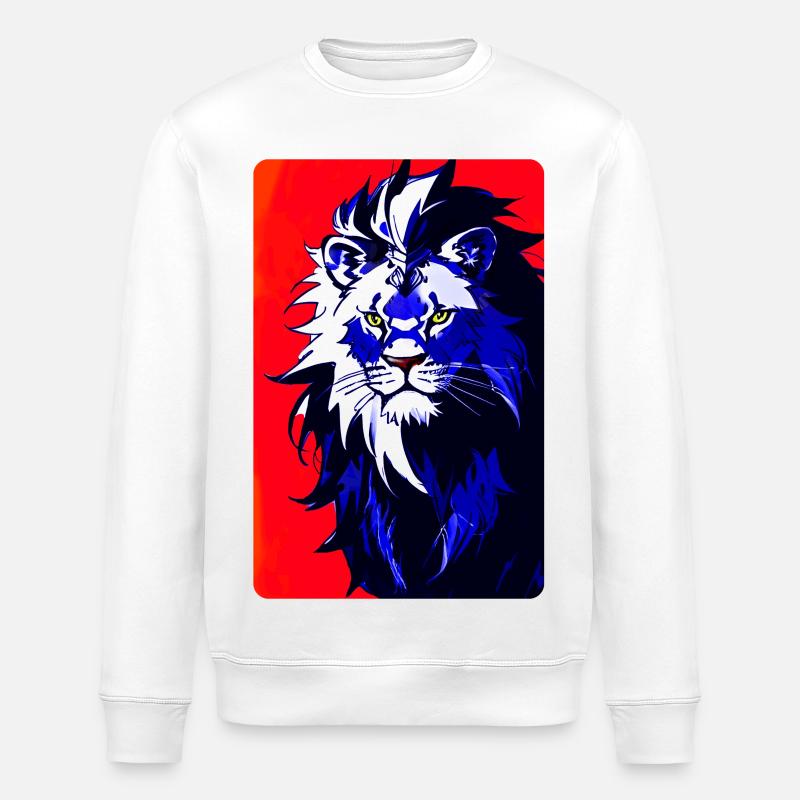 Blauer Löwe (Design 2) - Stanley/Stella Unisex Bio-Sweatshirt ROLLER - Weiß