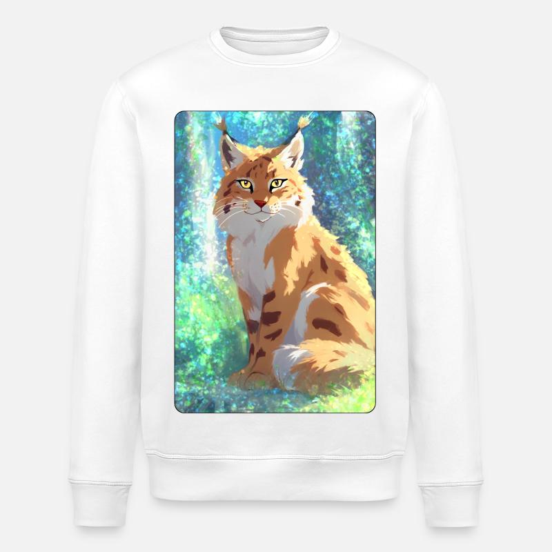 Luchs im Wald - Stanley/Stella Unisex Bio-Sweatshirt ROLLER - Weiß