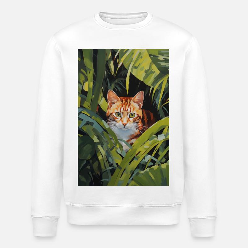 Niedliche rotbraune Katze Illustration - Stanley/Stella Unisex Bio-Sweatshirt ROLLER - Weiß
