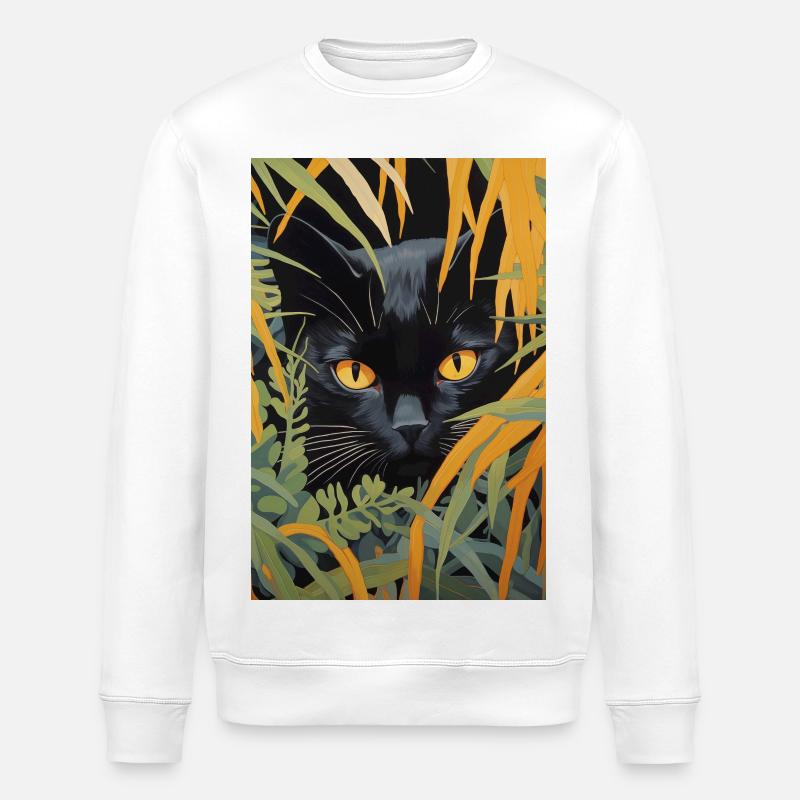 Illustration de chat noir mignon - Sweat bio ROLLER Stanley/Stella Unisexe - blanc