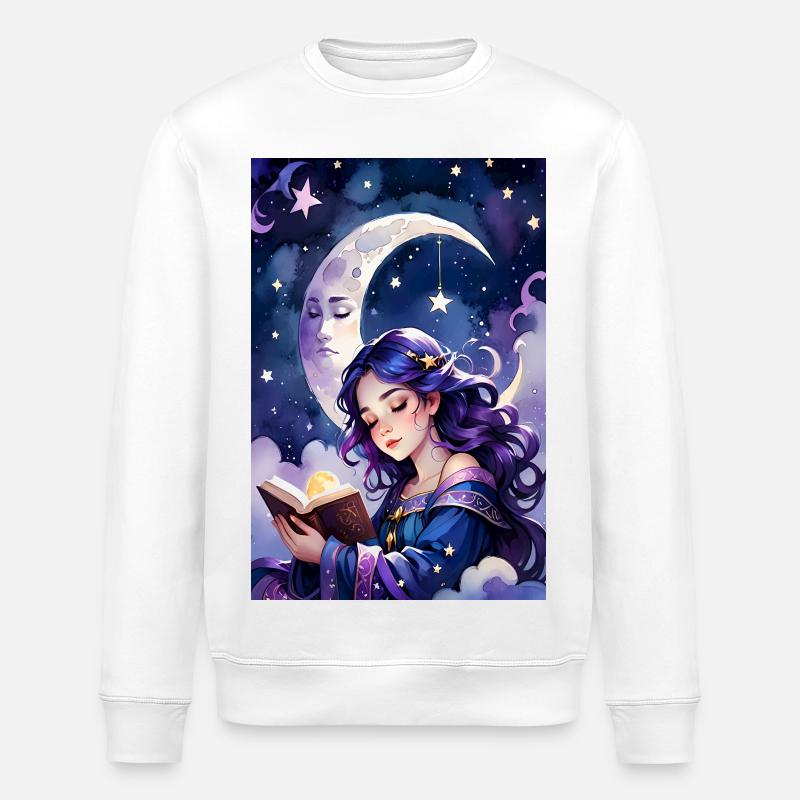 Reading and falling asleep - Stanley/Stella ROLLER Unisex Organic Sweatshirt - white