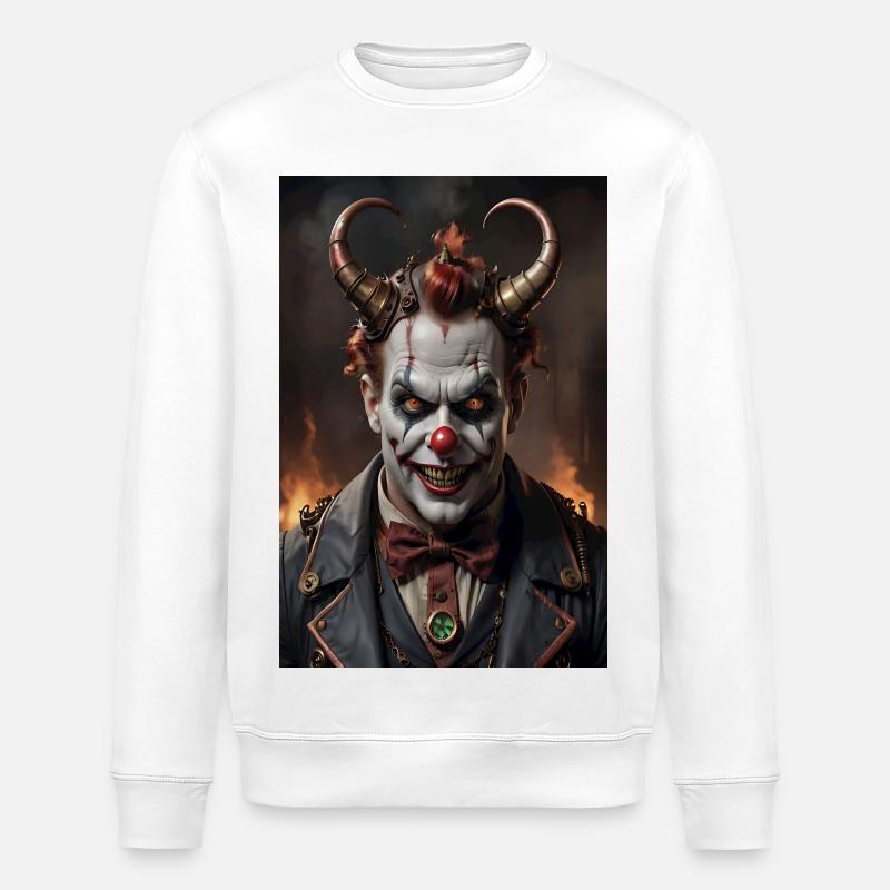 Steampunk Teufel Clown - Stanley/Stella Unisex Bio-Sweatshirt ROLLER - Weiß